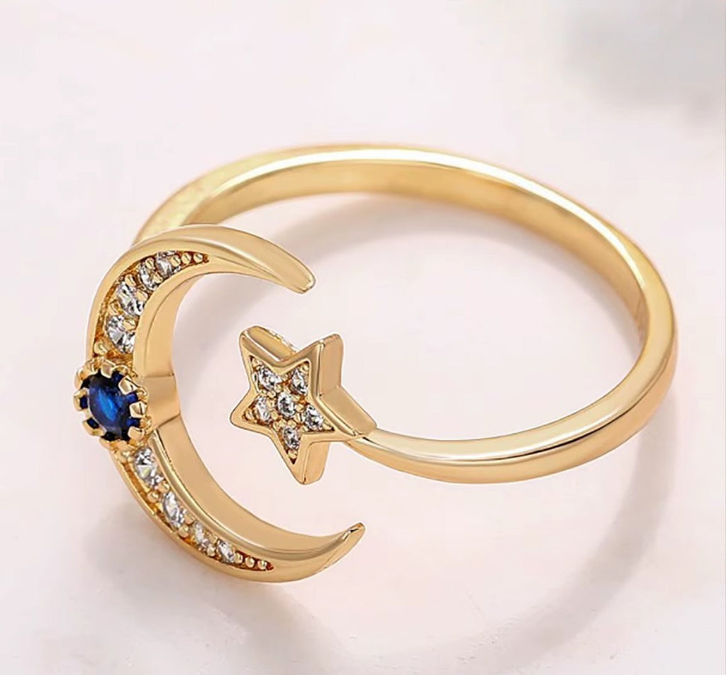 Moon & Star Ring